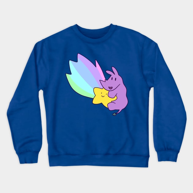 Rainbow Shooting Star Rhino Crewneck Sweatshirt by saradaboru